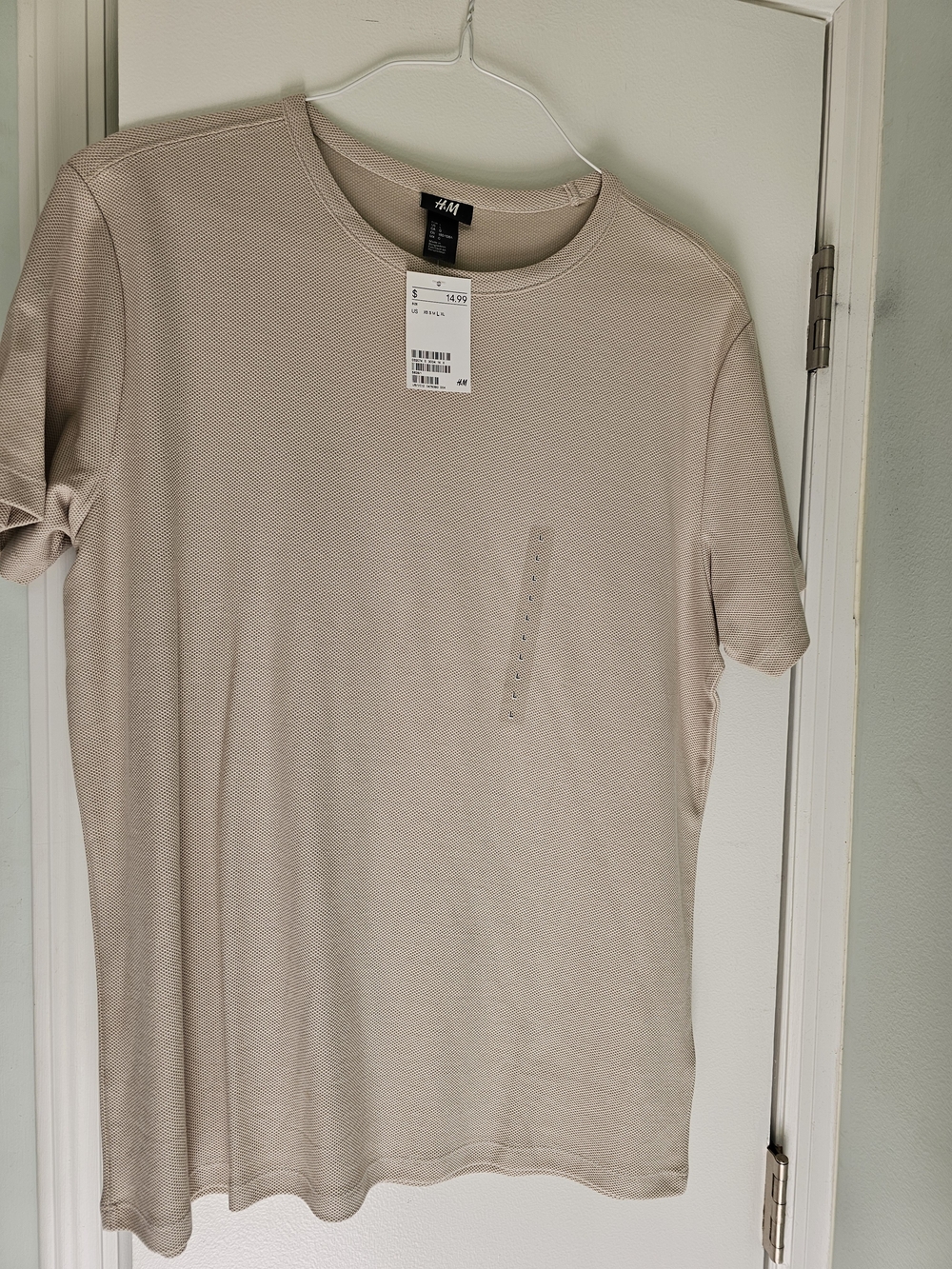 H&M Men's Short Sleeve Crew Tee in Light Beige